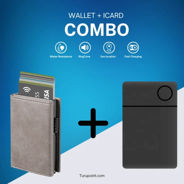 Olympus Grey : Card Holder Wallet + icard Tracker