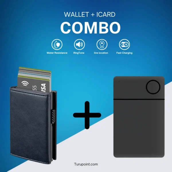 Navy Blue : Card Holder Wallet + icard Tracker