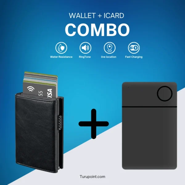 Just Black : Card Holder Wallet + icard Tracker